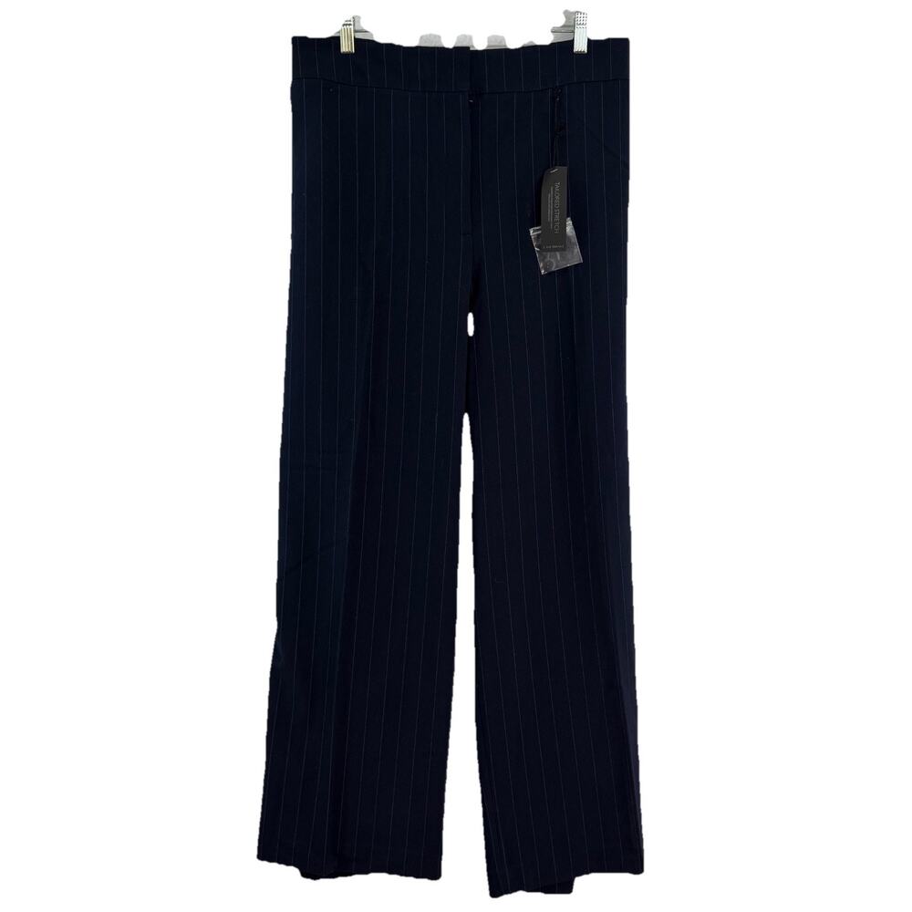 NWT Lane Bryant Women’s Sz 28‎ Short The Lena Navy Pinstripe Wide Leg Trouser